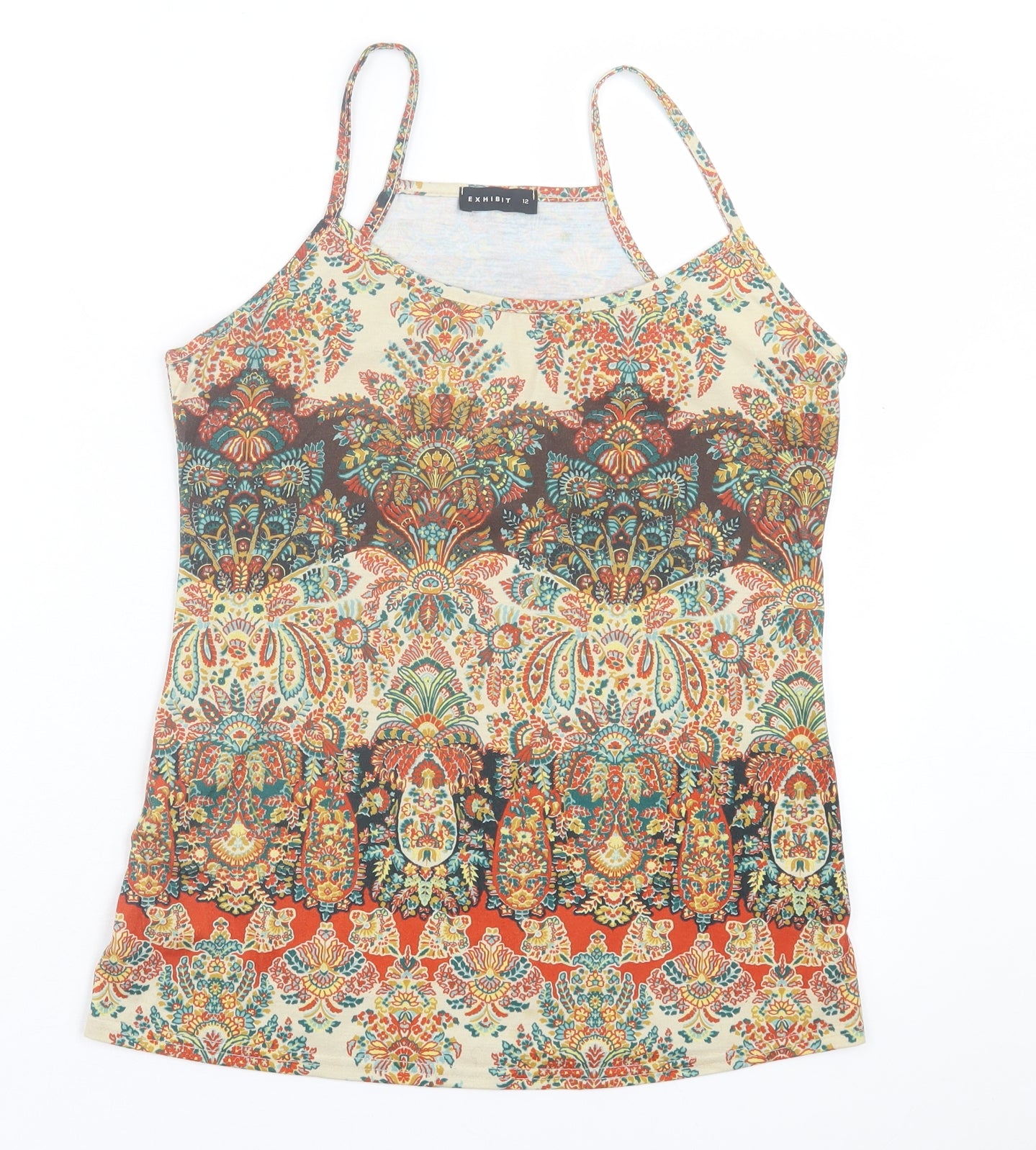 Exhibit Womens Multicoloured Paisley Viscose Camisole Tank Size 12 Scoop Neck