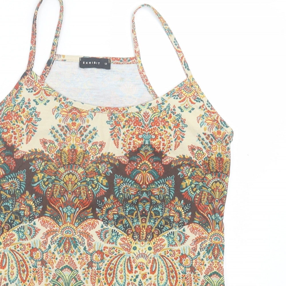 Exhibit Womens Multicoloured Paisley Viscose Camisole Tank Size 12 Scoop Neck