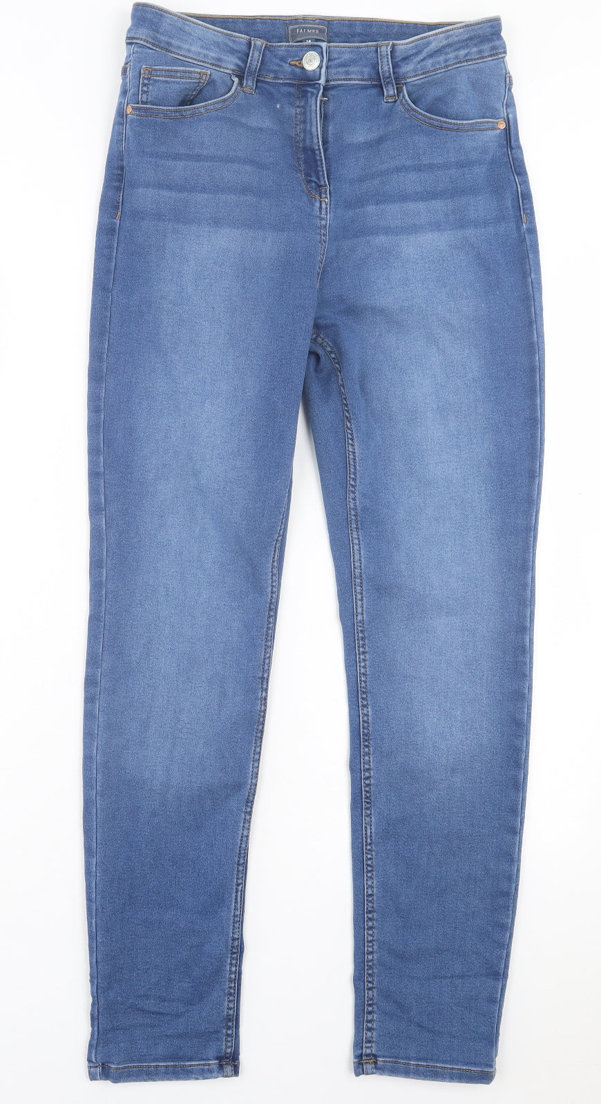 Matalan Womens Blue Cotton Skinny Jeans Size 14 L29 in Regular Button - Light Blue
