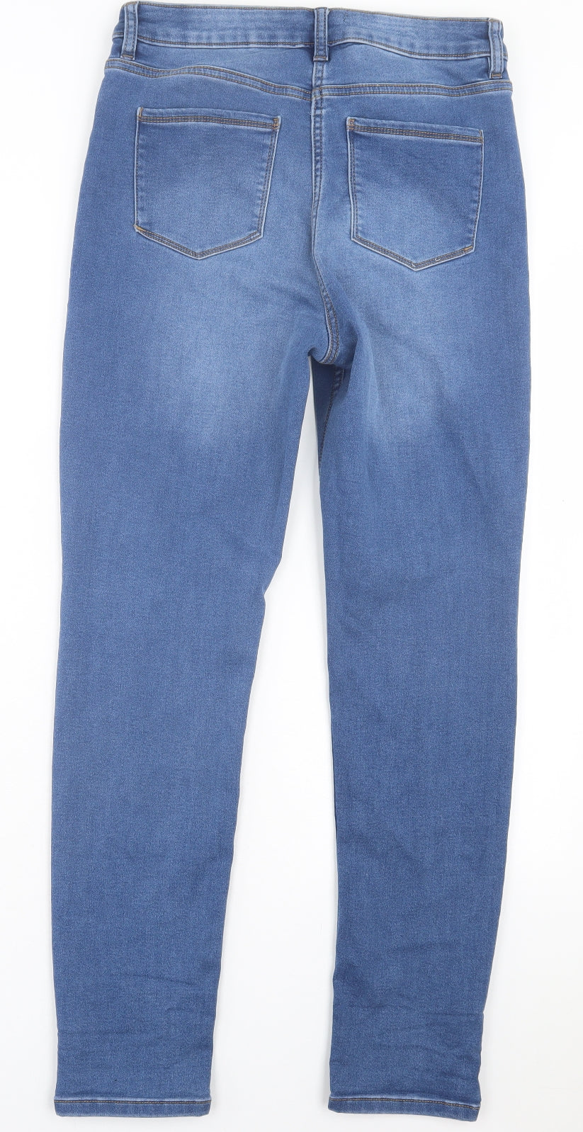 Matalan Womens Blue Cotton Skinny Jeans Size 14 L29 in Regular Button - Light Blue