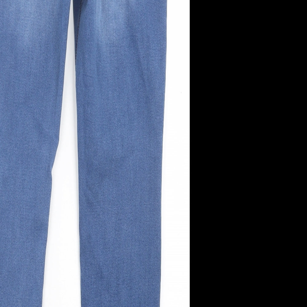 Matalan Womens Blue Cotton Skinny Jeans Size 14 L29 in Regular Button - Light Blue
