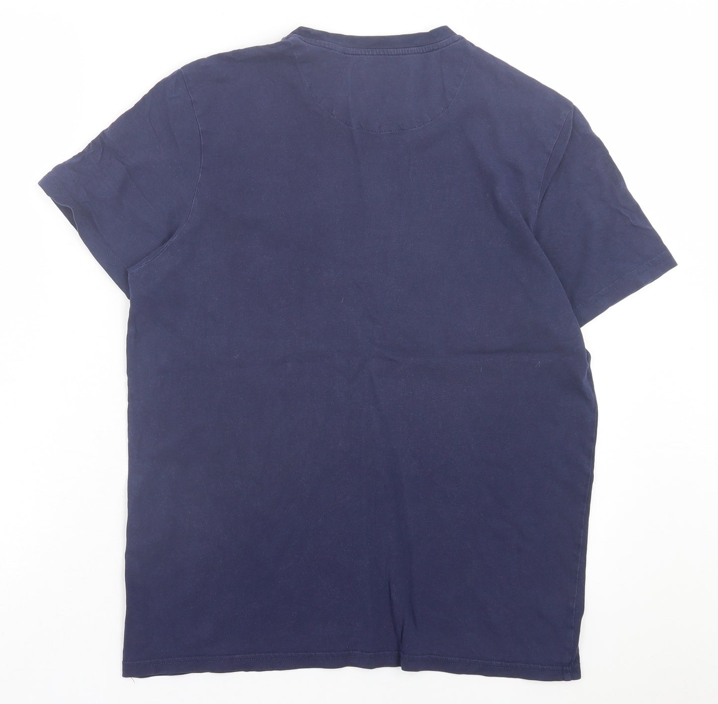 Lyle & Scott Mens Blue Cotton T-Shirt Size M Crew Neck - Dark Blue