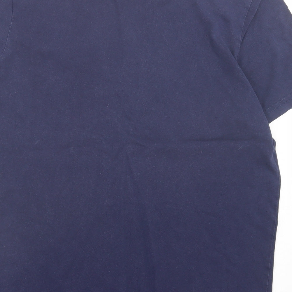 Lyle & Scott Mens Blue Cotton T-Shirt Size M Crew Neck - Dark Blue