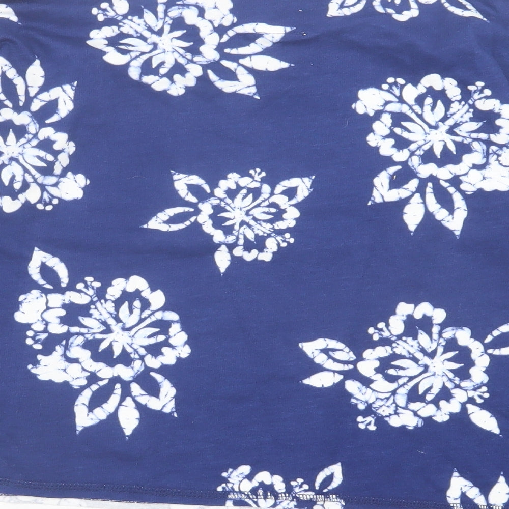 Gap Girls Blue Floral Cotton Basic Casual Size 10 Years Crew Neck Pullover