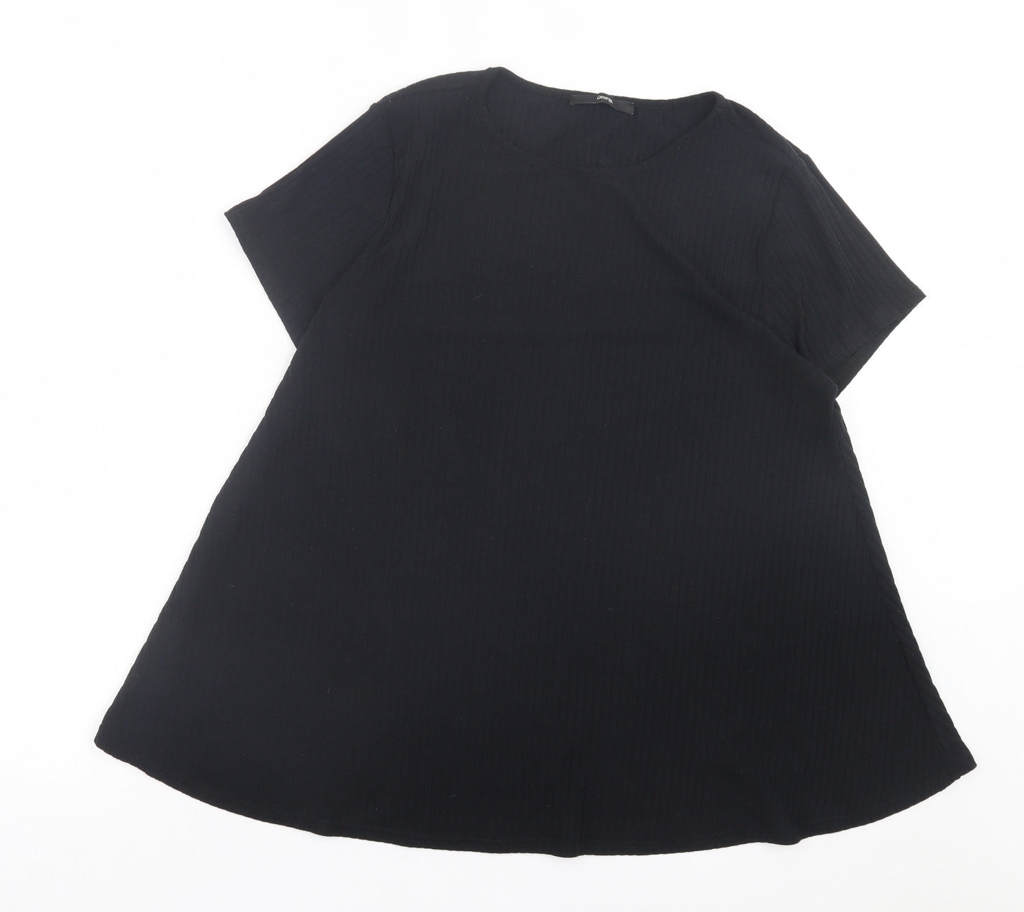George Womens Black Polyester Basic T-Shirt Size 16 Crew Neck - Ribbed Fabric