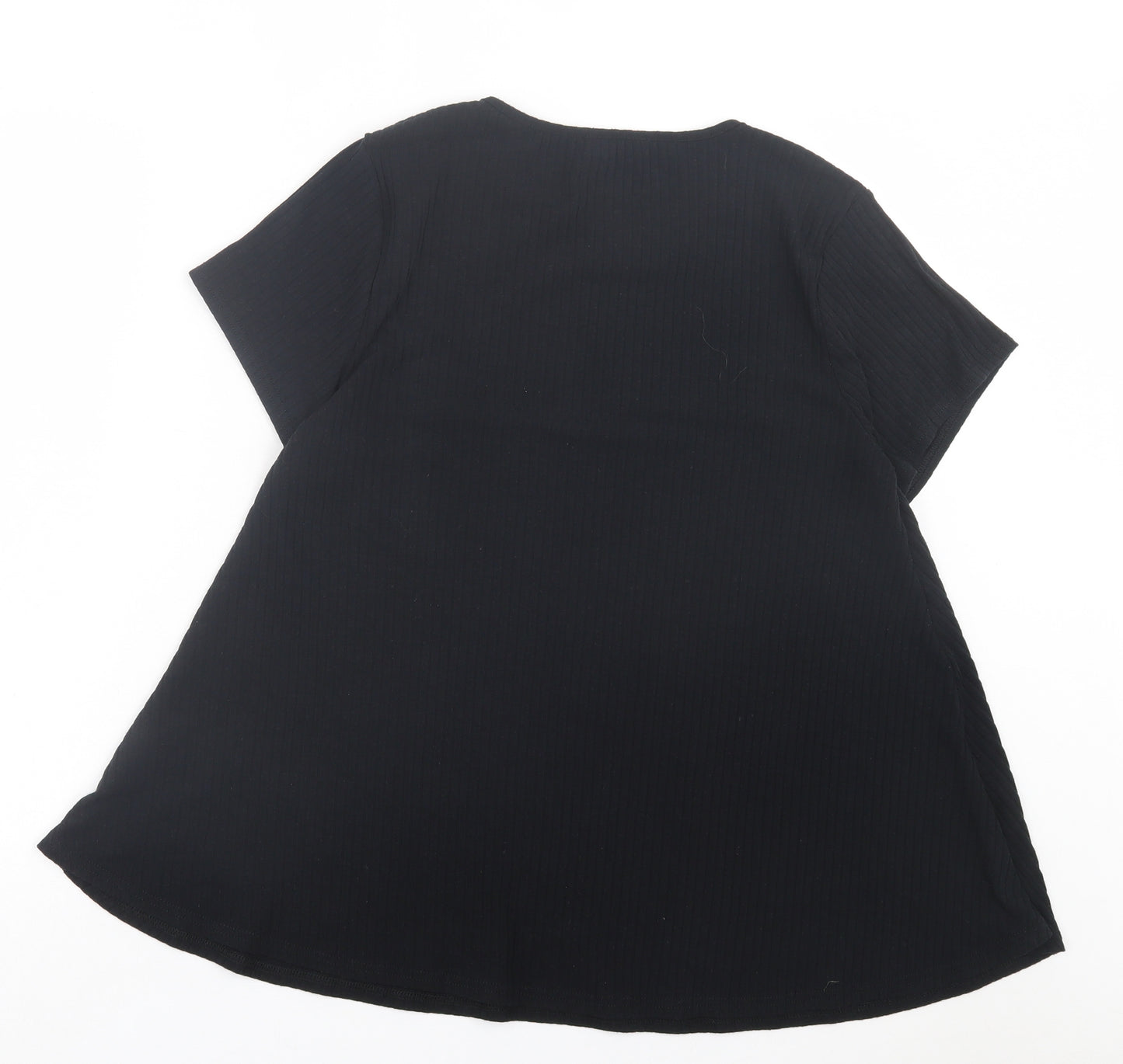 George Womens Black Polyester Basic T-Shirt Size 16 Crew Neck - Ribbed Fabric