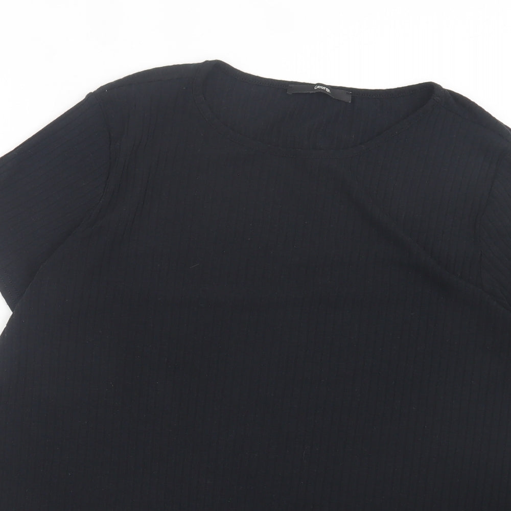 George Womens Black Polyester Basic T-Shirt Size 16 Crew Neck - Ribbed Fabric