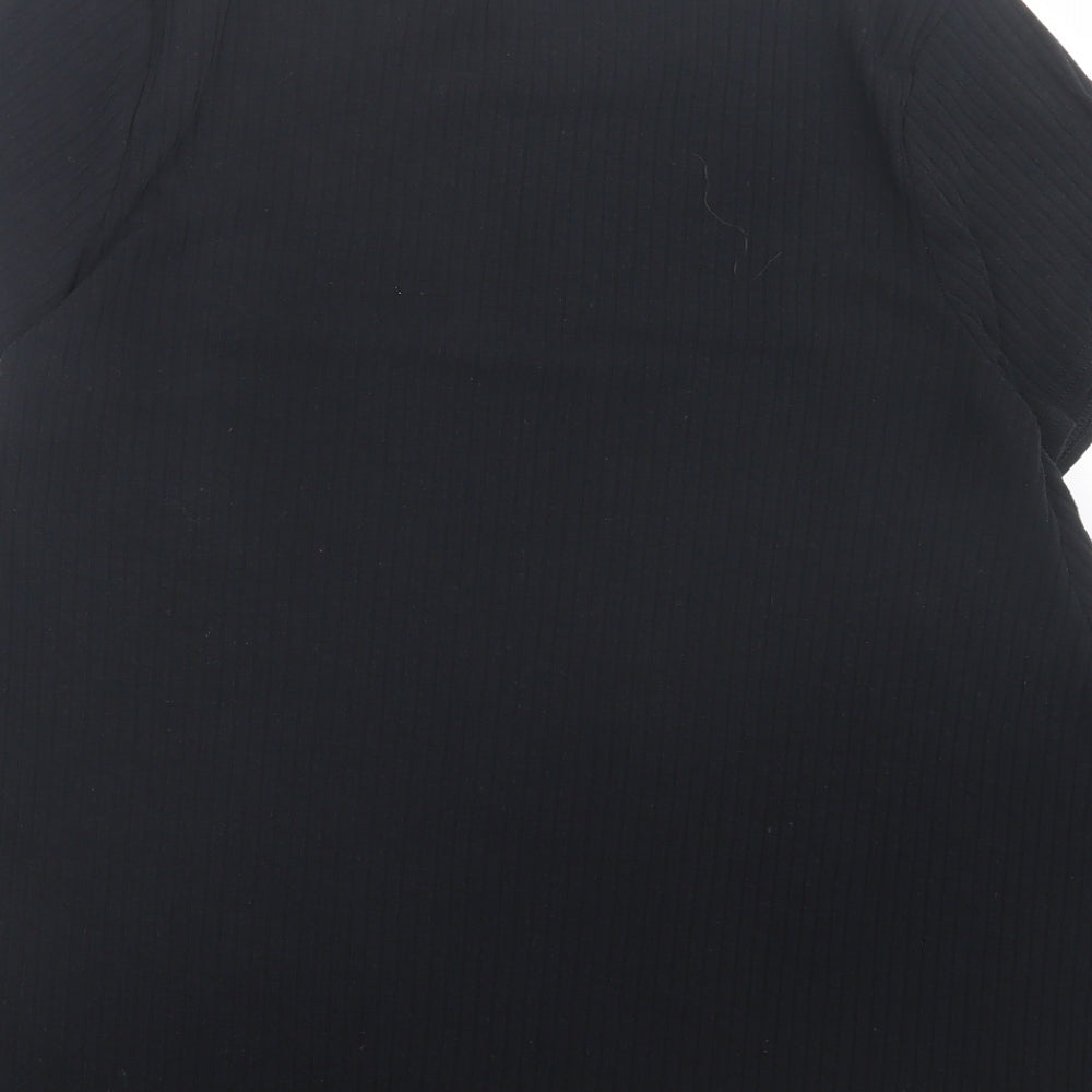 George Womens Black Polyester Basic T-Shirt Size 16 Crew Neck - Ribbed Fabric