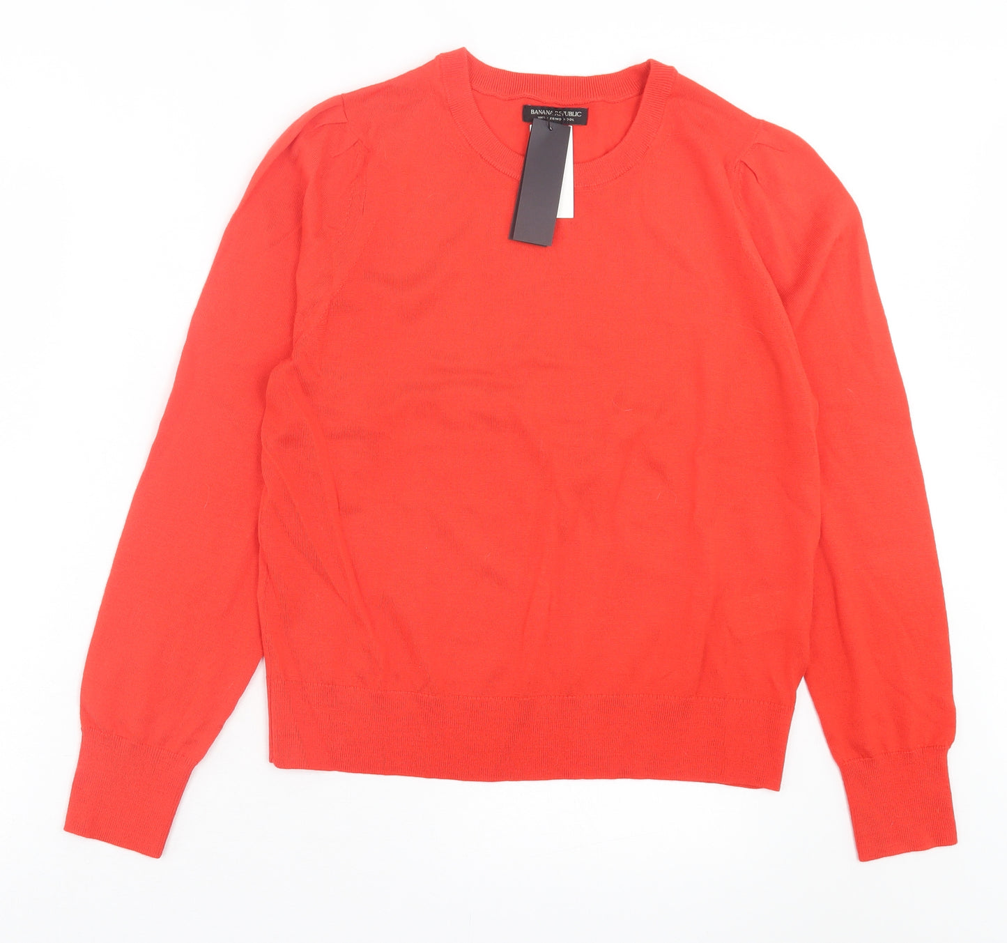 Banana Republic Womens Red Crew Neck Wool Pullover Jumper Size L - Merino Wool
