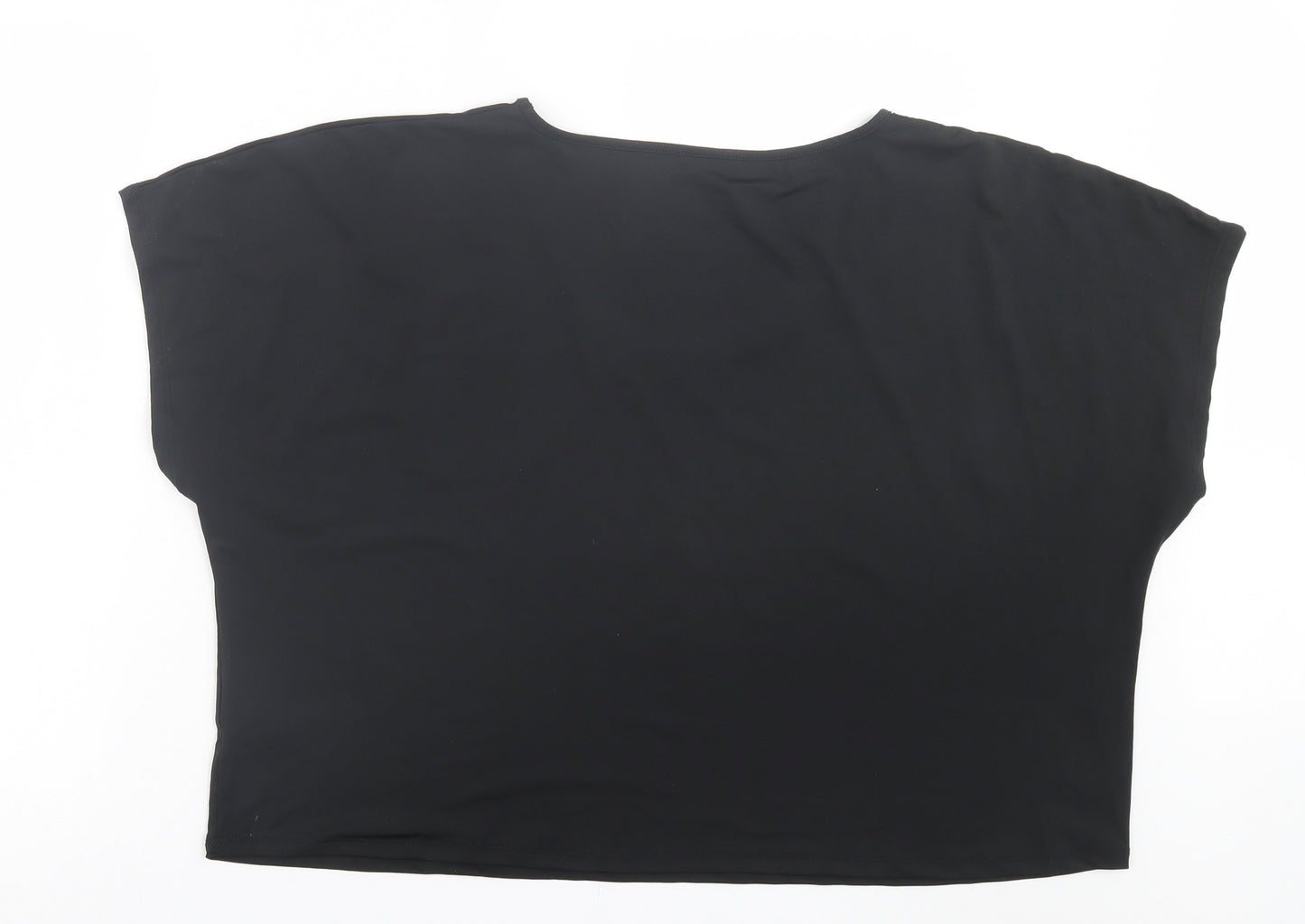 Matalan Womens Black Polyester Cropped T-Shirt Size XL Crew Neck Pullover - Compression