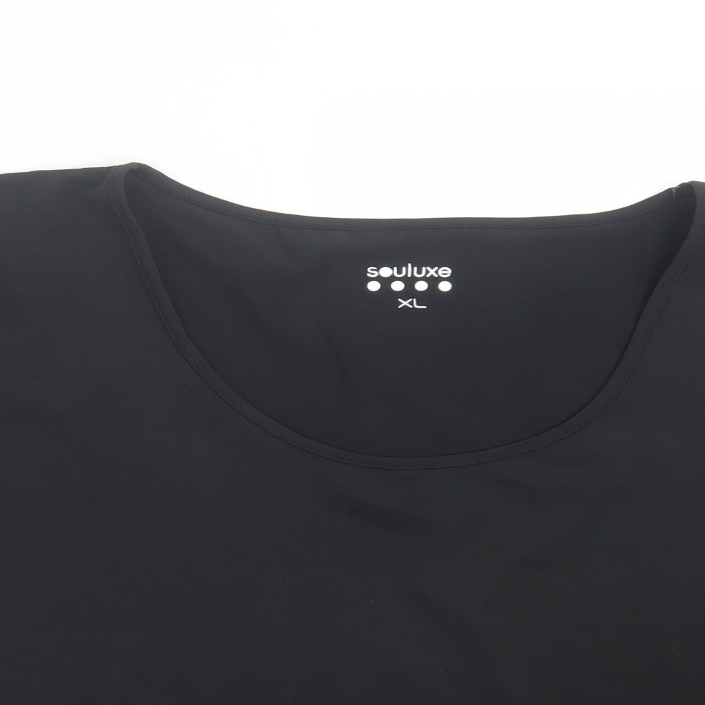 Matalan Womens Black Polyester Cropped T-Shirt Size XL Crew Neck Pullover - Compression