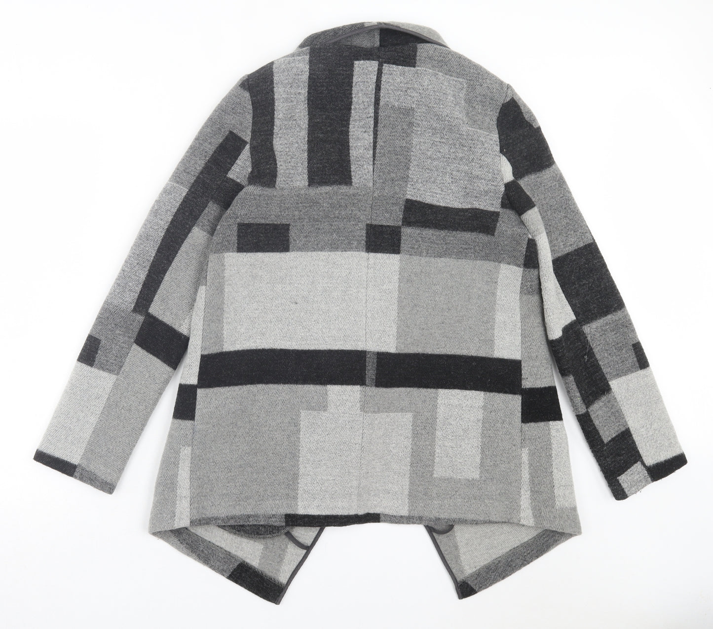 French Connection Womens Grey V-Neck Geometric Polyester Cardigan Jumper Size XS - Waterfall Cardigan