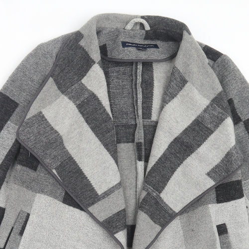 French Connection Womens Grey V-Neck Geometric Polyester Cardigan Jumper Size XS - Waterfall Cardigan