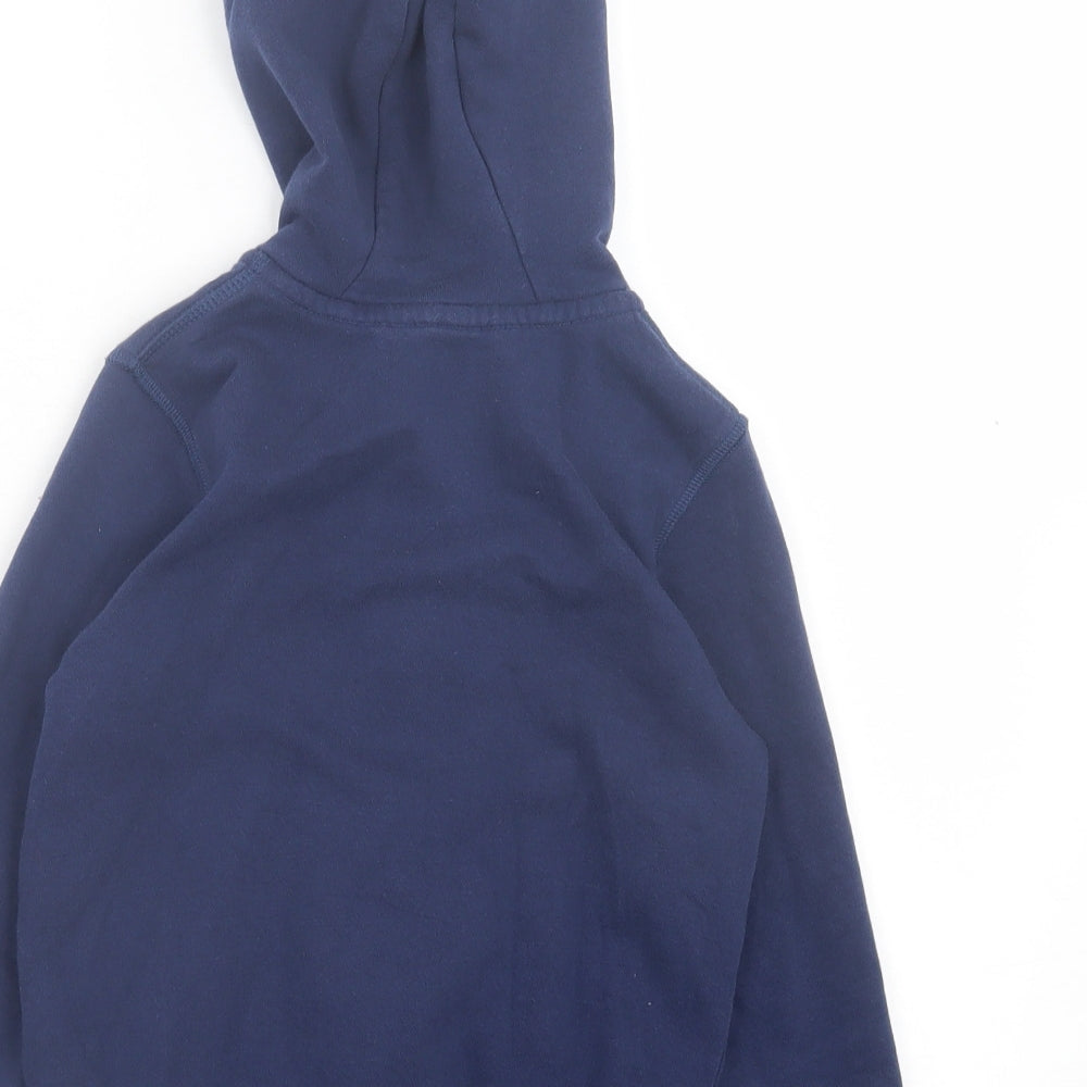 Marks and Spencer Girls Blue Cotton Full Zip Hoodie Size 5-6 Years Zip - Pink, White, Yellow & Blue Stripe
