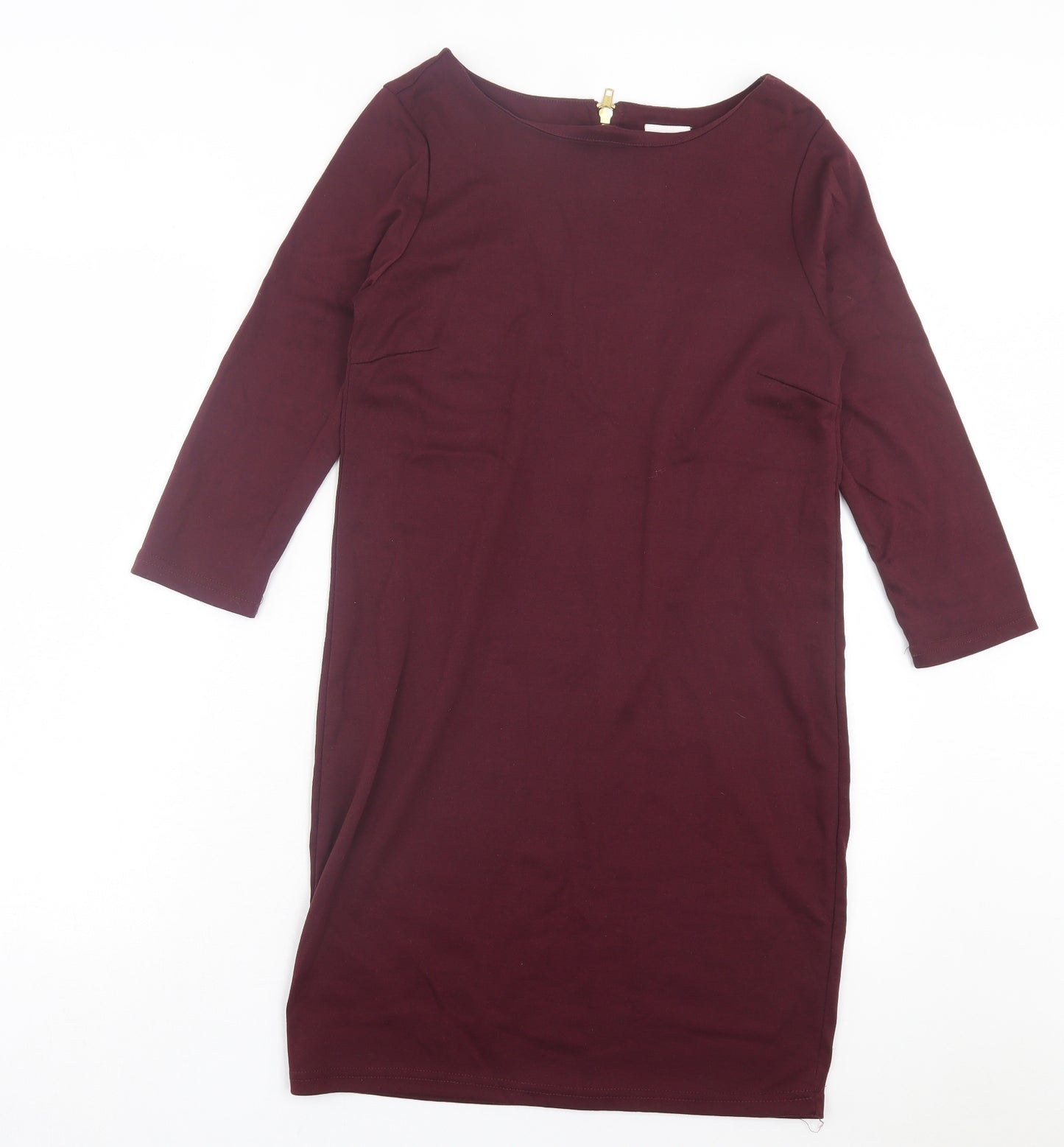 VILA Womens Purple Polyester Shift Size S Crew Neck Zip - Burgandy