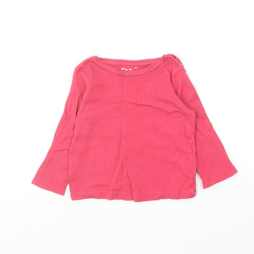 Fred & Flo Girls Pink Cotton Pullover T-Shirt Size 3-6 Months Round Neck Snap - Pointelle