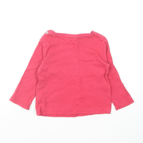 Fred & Flo Girls Pink Cotton Pullover T-Shirt Size 3-6 Months Round Neck Snap - Pointelle