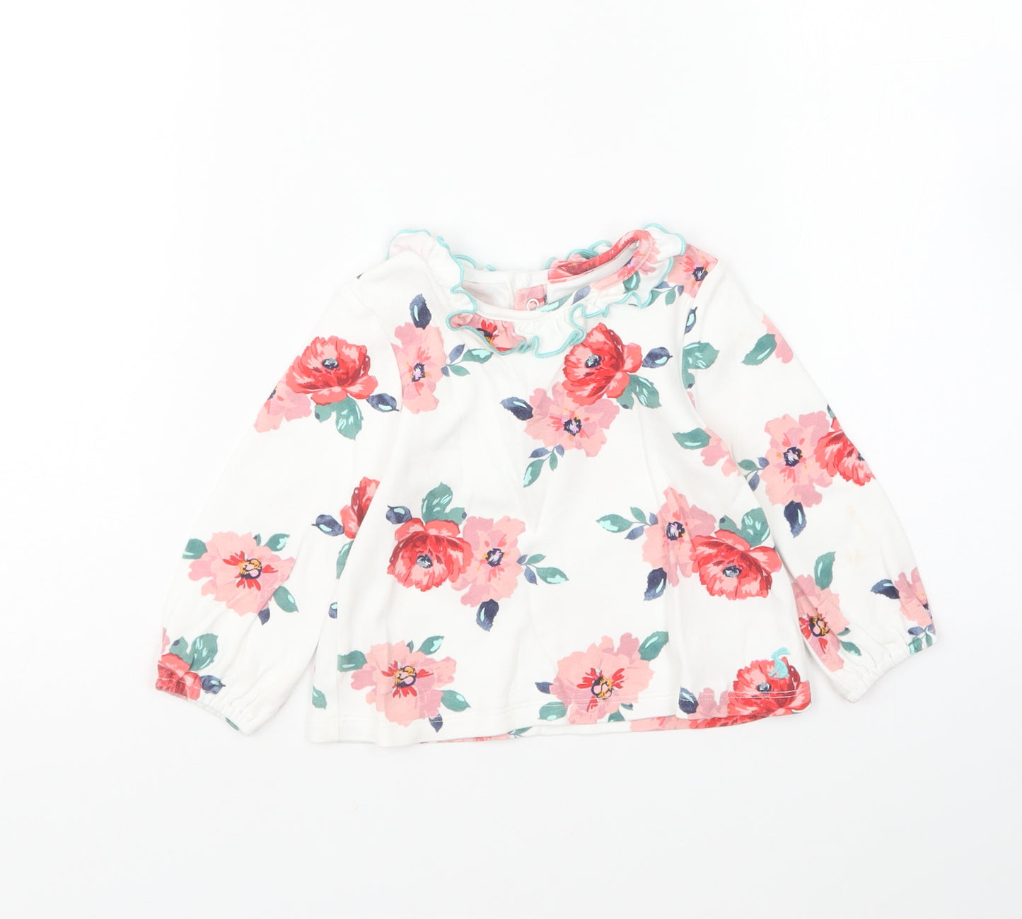 Joules Girls Multicoloured Floral Cotton Basic T-Shirt Size 6-9 Months Round Neck Pullover
