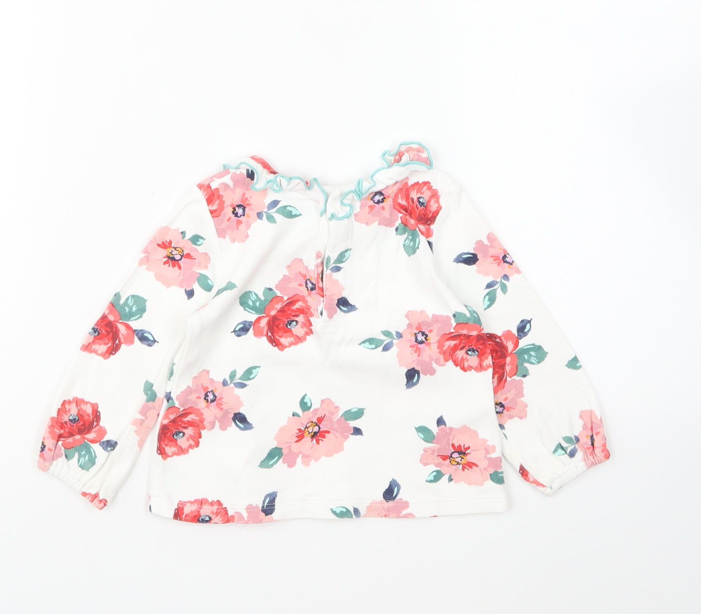 Joules Girls Multicoloured Floral Cotton Basic T-Shirt Size 6-9 Months Round Neck Pullover