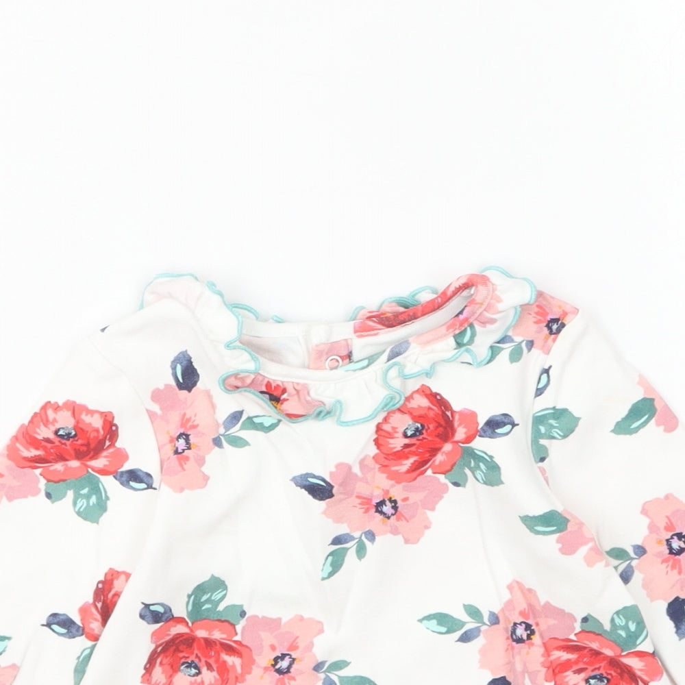 Joules Girls Multicoloured Floral Cotton Basic T-Shirt Size 6-9 Months Round Neck Pullover