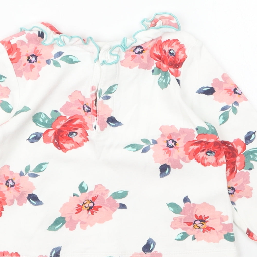 Joules Girls Multicoloured Floral Cotton Basic T-Shirt Size 6-9 Months Round Neck Pullover