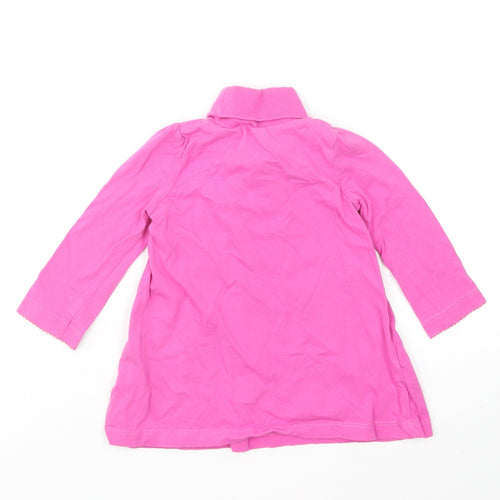 Mini Club Girls Pink Cotton Skater Dress Size 9-12 Months Roll Neck Pullover