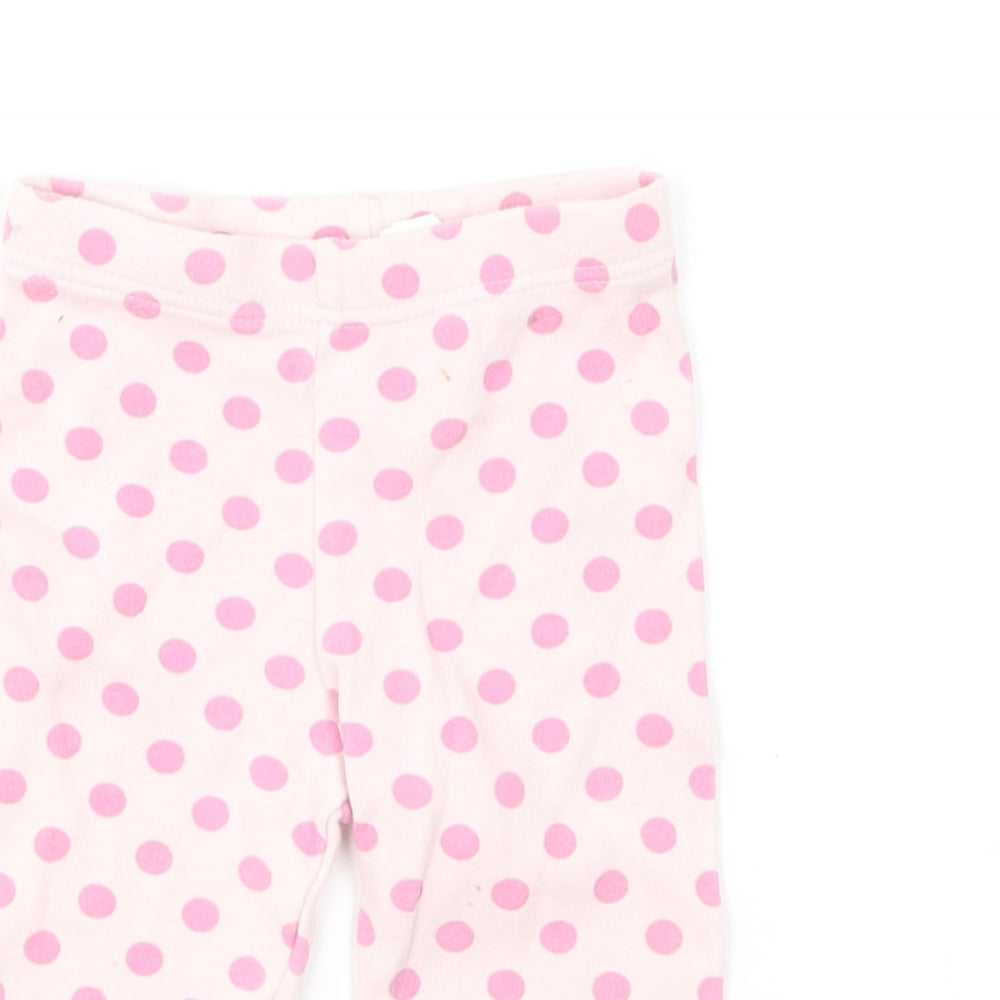 Marks and Spencer Girls Pink Polka Dot Cotton Jogger Leggings Size 0-3 Months Pullover
