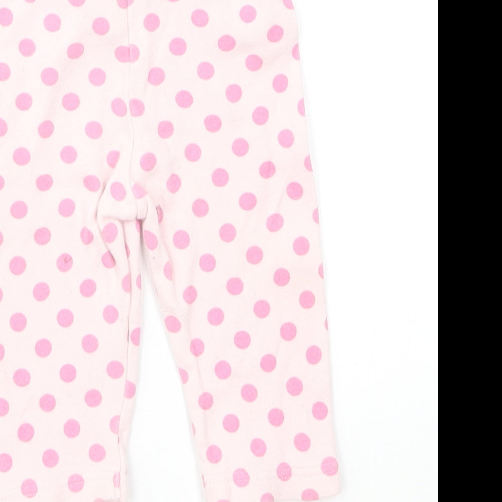 Marks and Spencer Girls Pink Polka Dot Cotton Jogger Leggings Size 0-3 Months Pullover