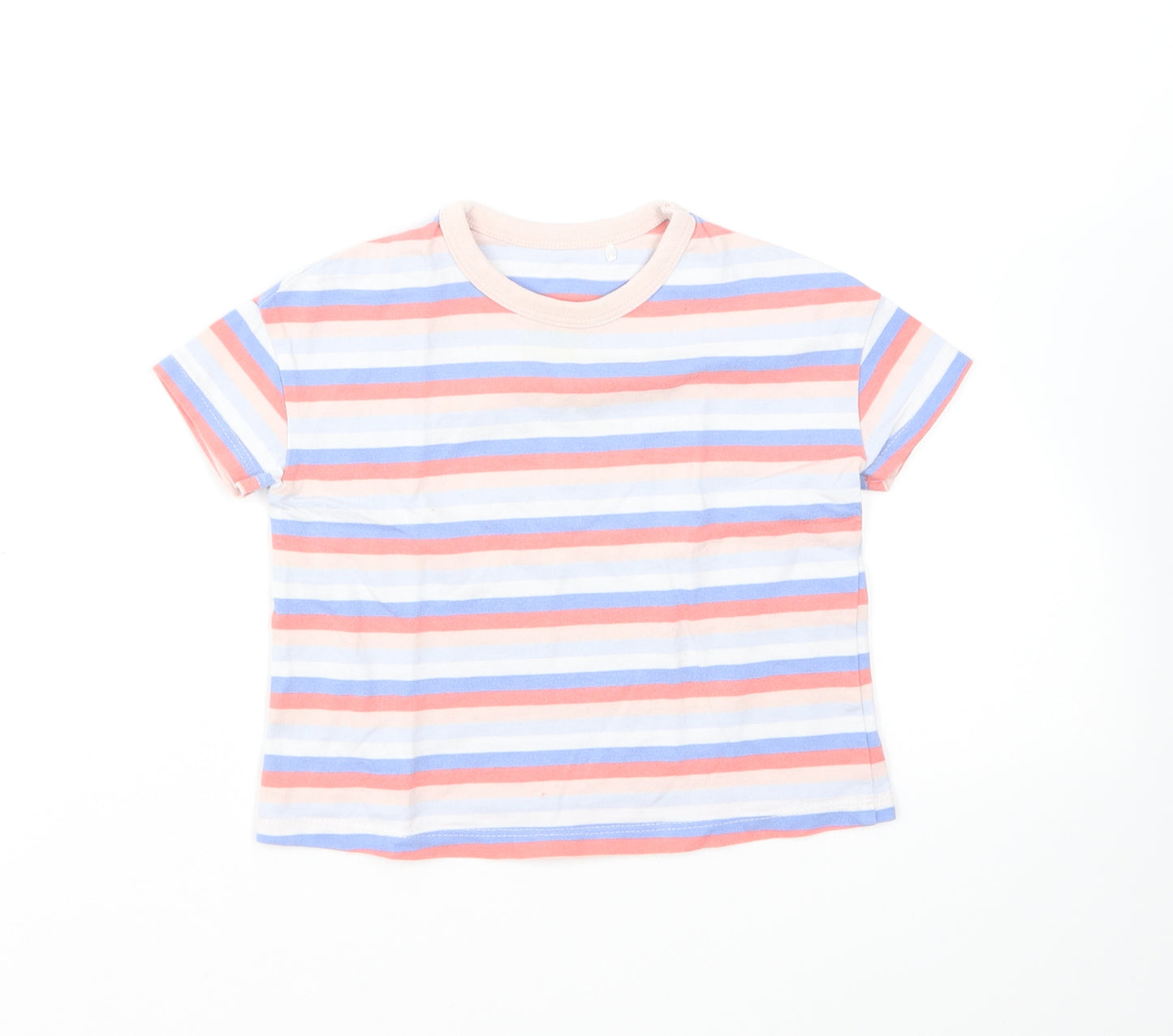 George Baby Multicoloured Striped Cotton Basic T-Shirt Size 18-24 Months Round Neck Pullover