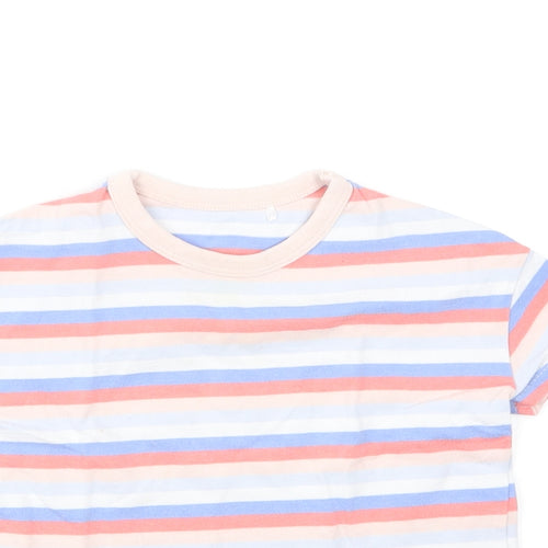 George Baby Multicoloured Striped Cotton Basic T-Shirt Size 18-24 Months Round Neck Pullover