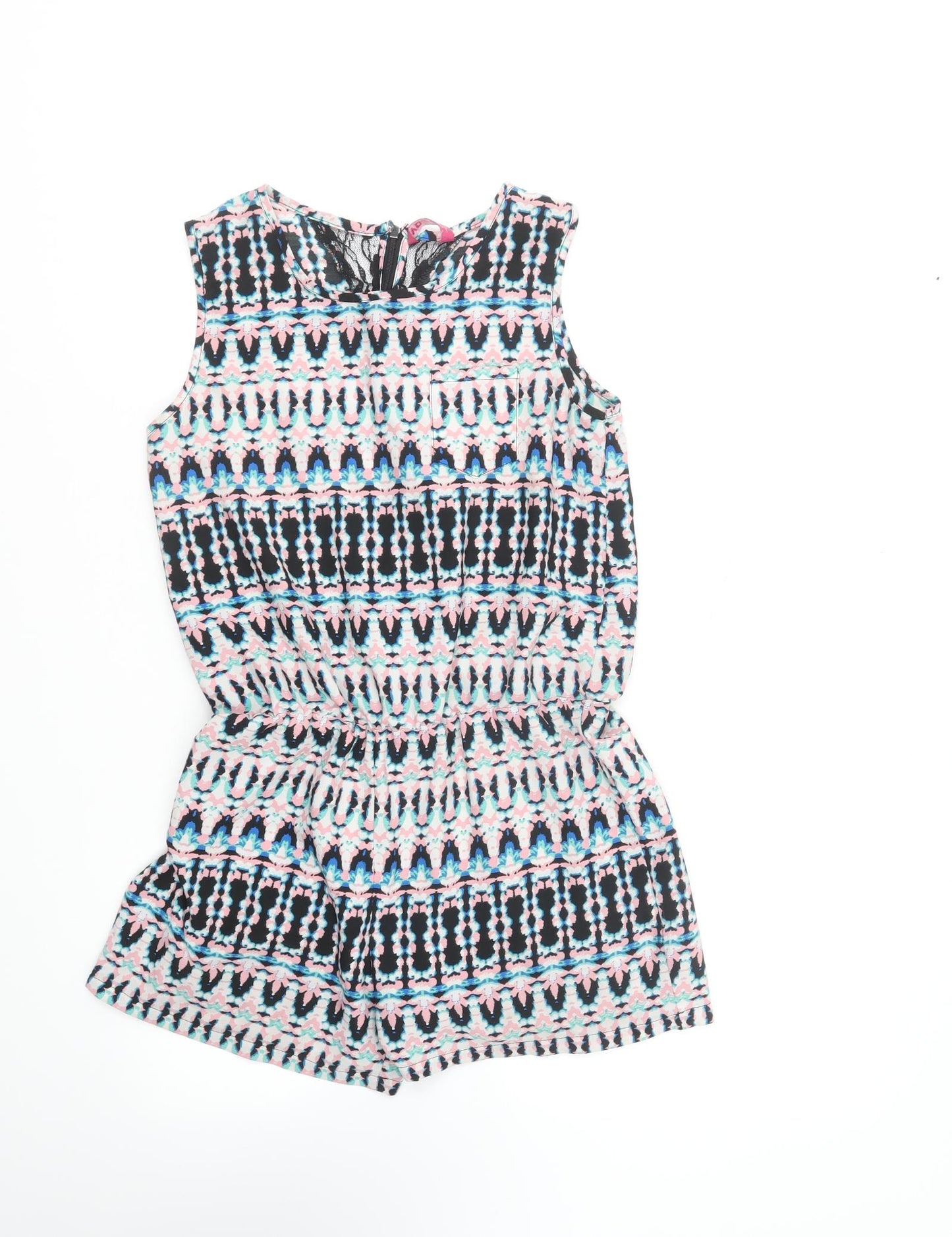 Young Dimension Girls Multicoloured Geometric Polyester Playsuit One-Piece Size 11-12 Years Zip