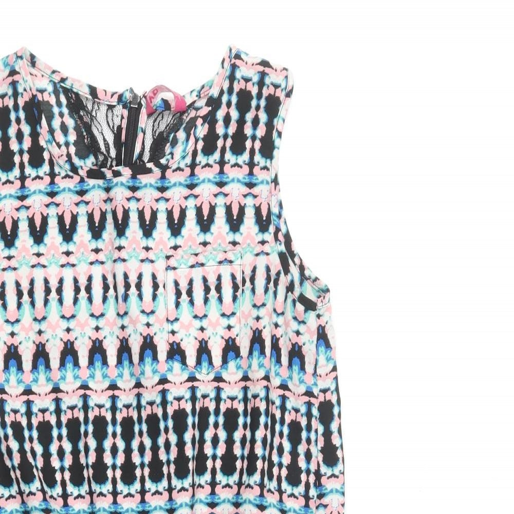 Young Dimension Girls Multicoloured Geometric Polyester Playsuit One-Piece Size 11-12 Years Zip