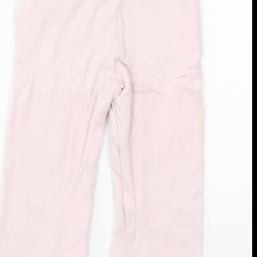 Marks and Spencer Girls Pink Cotton Jogger Leggings Size 6-9 Months Pullover - Flower
