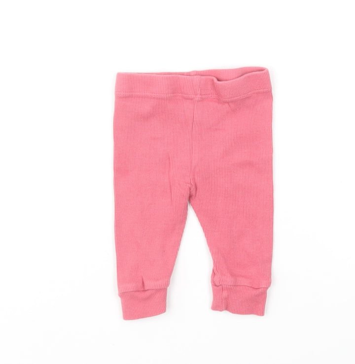 Dunnes Stores Girls Pink Cotton Jogger Leggings Size 3-6 Months Pullover