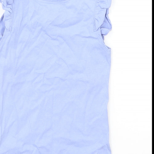 Mothercare Girls Blue Cotton Basic T-Shirt Size 6-9 Months Round Neck Pullover