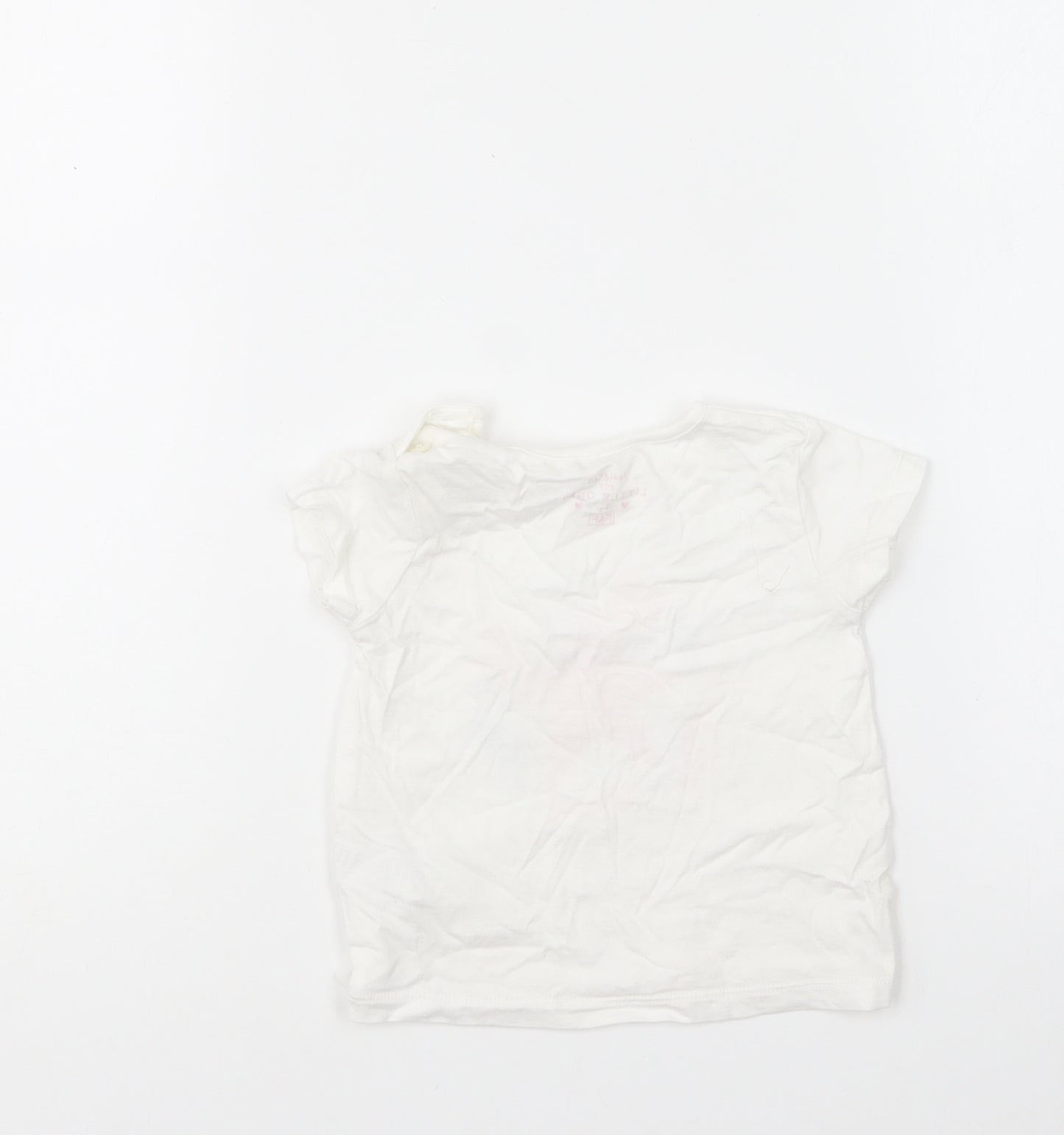 F&F Girls White Cotton Basic T-Shirt Size 9-12 Months Round Neck Pullover - Star