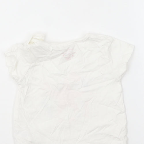 F&F Girls White Cotton Basic T-Shirt Size 9-12 Months Round Neck Pullover - Star