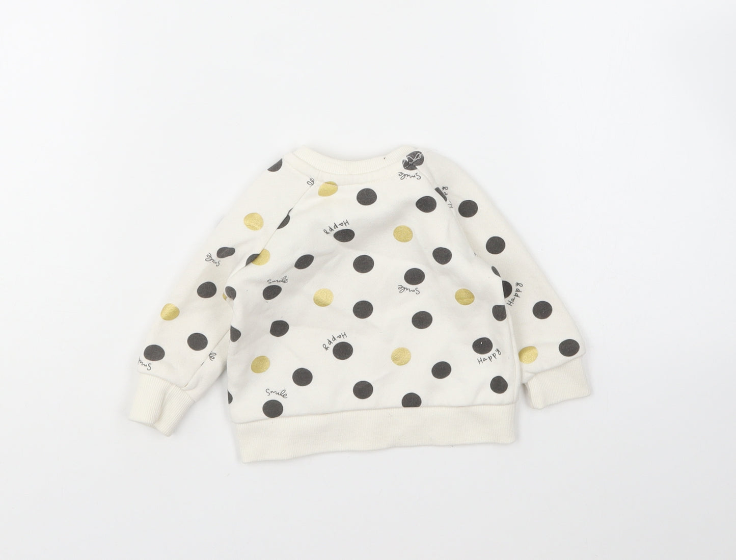 Primark Girls Multicoloured Polka Dot Cotton Pullover Jumper Size 0-3 Months Pullover - Happy