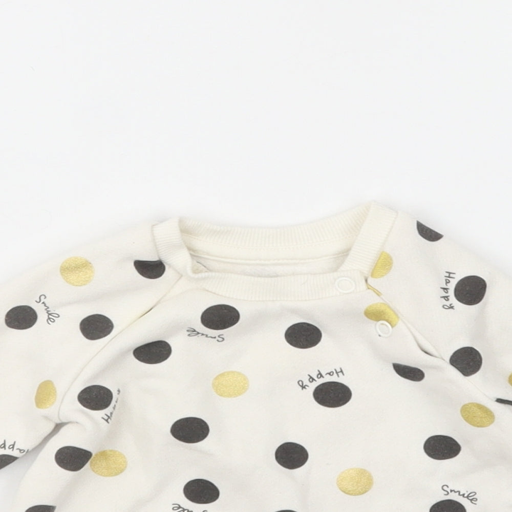 Primark Girls Multicoloured Polka Dot Cotton Pullover Jumper Size 0-3 Months Pullover - Happy