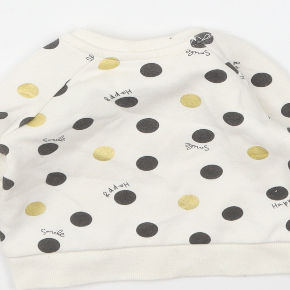 Primark Girls Multicoloured Polka Dot Cotton Pullover Jumper Size 0-3 Months Pullover - Happy