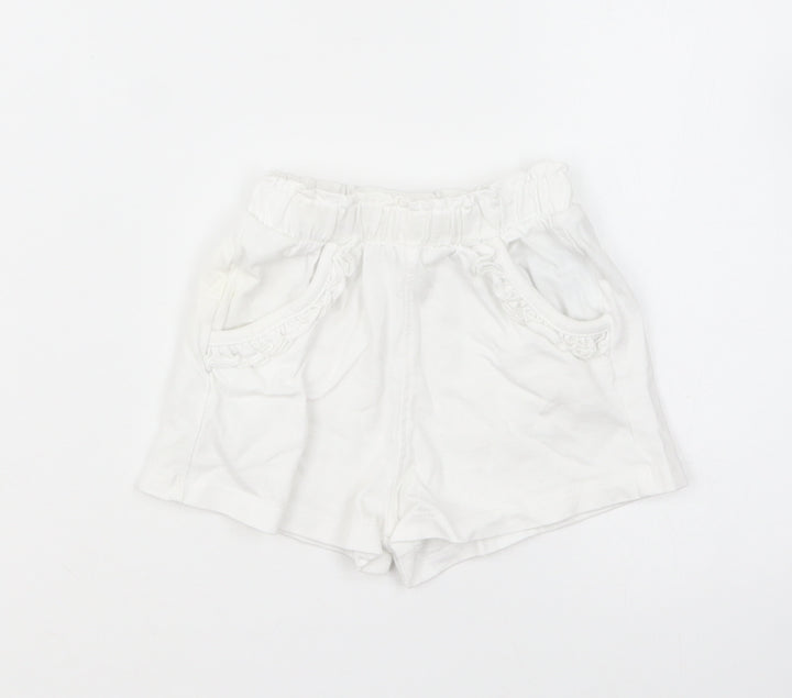 Mothercare Baby White Cotton Cropped Trousers Size 6-9 Months Pullover - Shorts