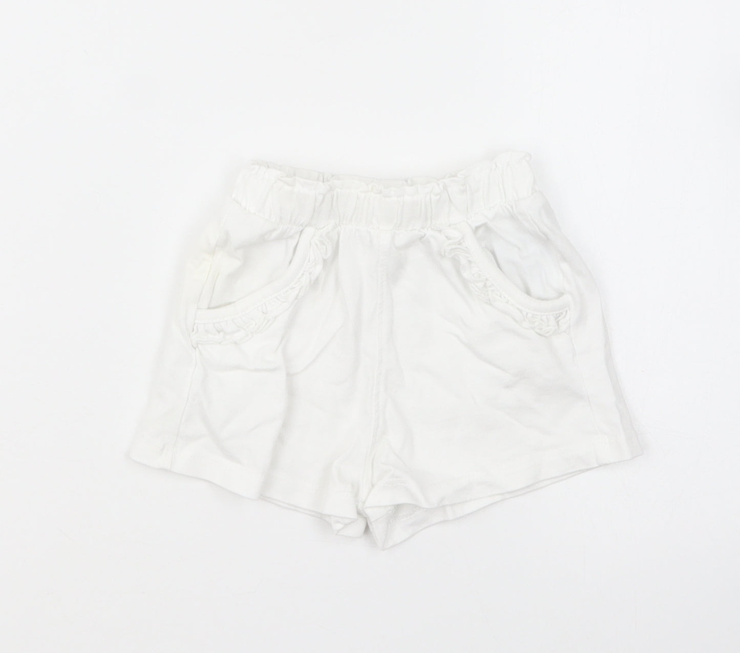 Mothercare Baby White Cotton Cropped Trousers Size 6-9 Months Pullover - Shorts