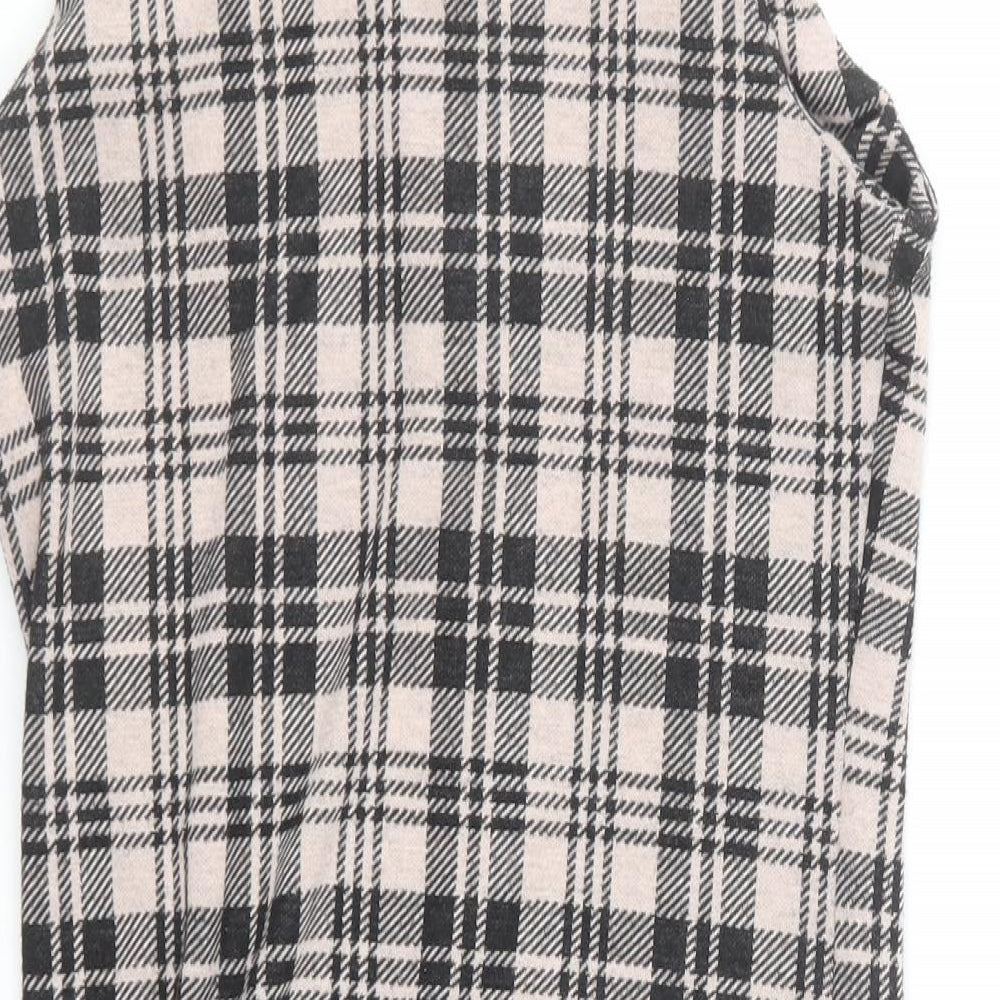 New Look Girls Beige Plaid Cotton Pinafore/Dungaree Dress Size 14-15 Years Square Neck Pullover