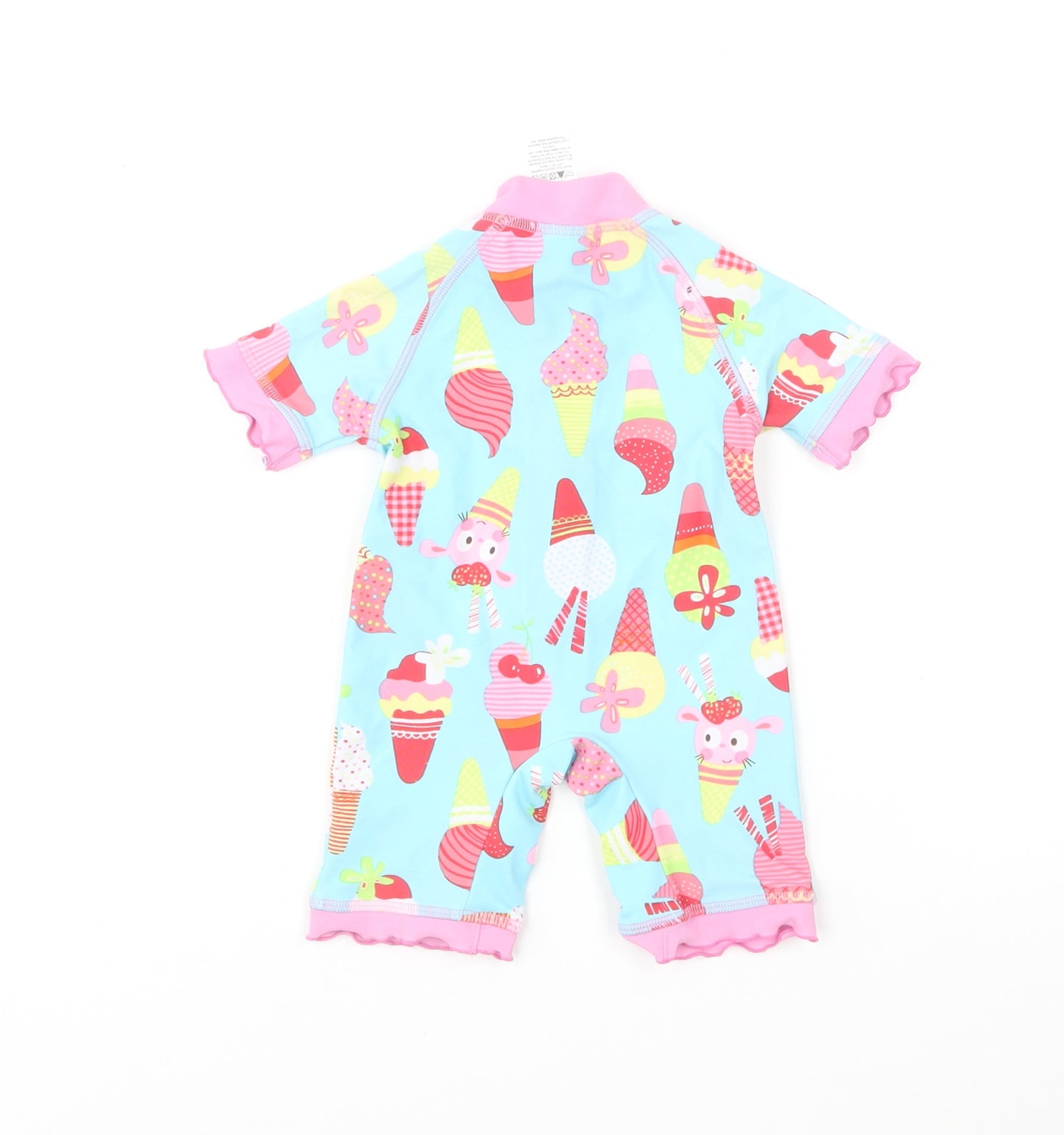 NEXT Girls Multicoloured Geometric Polyester Coverall One-Piece Size 3-6 Months Zip - Swimsuit, Ice Cream Print