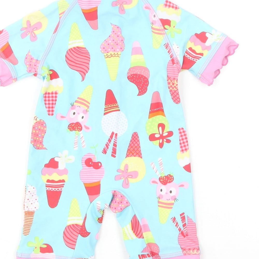 NEXT Girls Multicoloured Geometric Polyester Coverall One-Piece Size 3-6 Months Zip - Swimsuit, Ice Cream Print