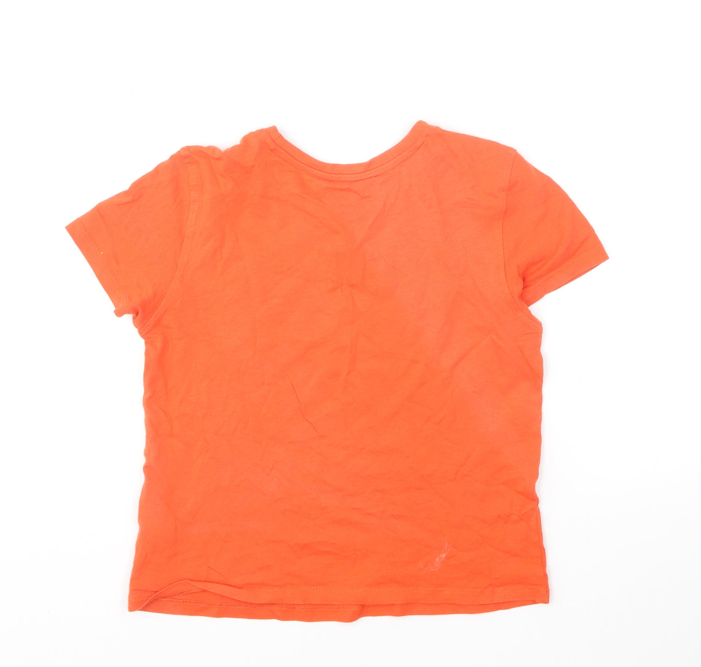 Primark Boys Orange Cotton Basic T-Shirt Size 6-7 Years Round Neck Pullover - Boogie Monster