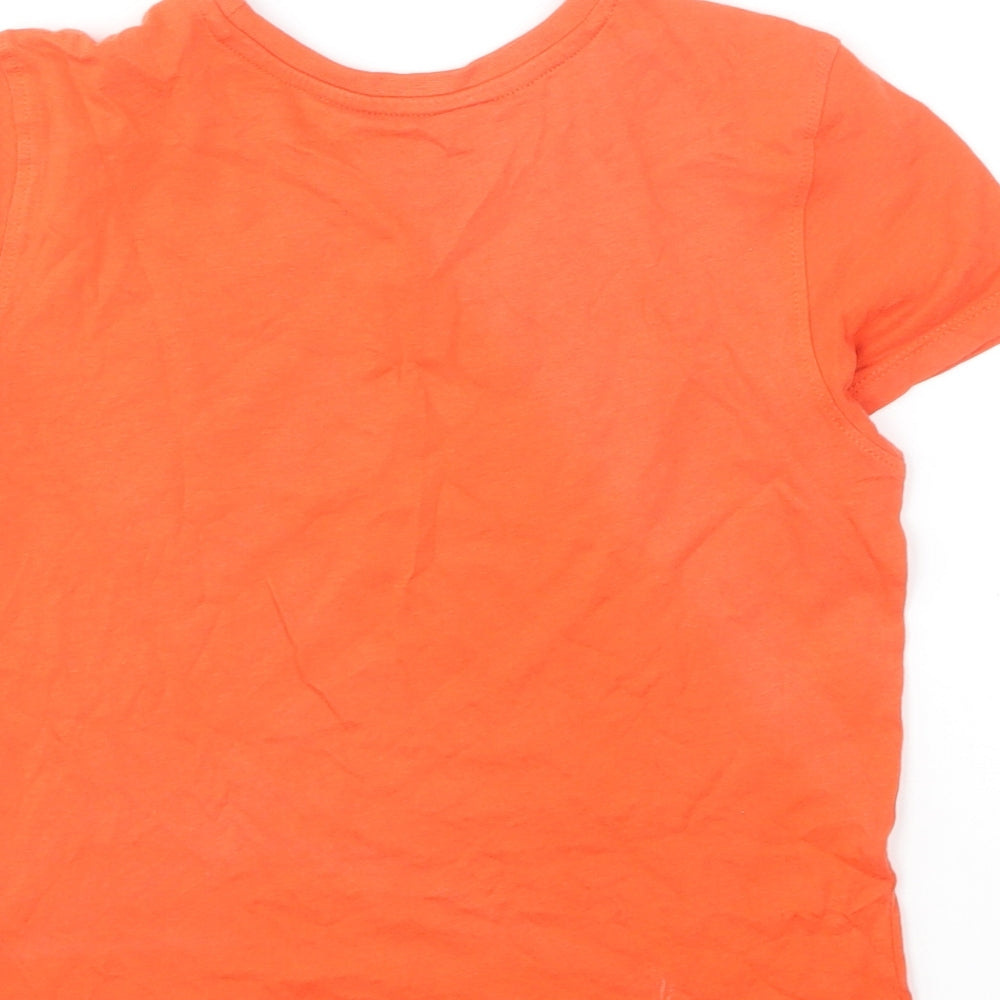 Primark Boys Orange Cotton Basic T-Shirt Size 6-7 Years Round Neck Pullover - Boogie Monster