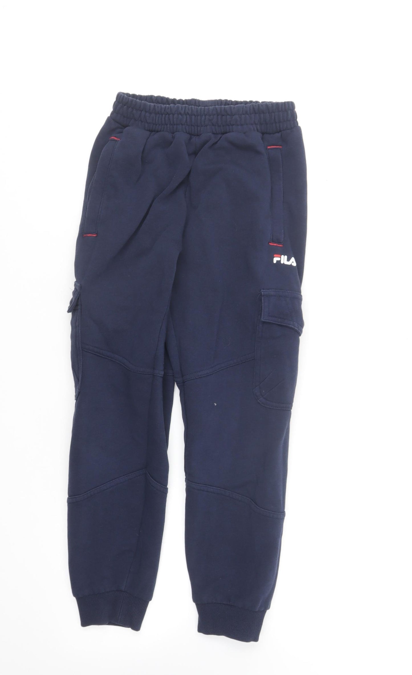 FILA Boys Blue Cotton Jogger Trousers Size 7-8 Years Regular Drawstring