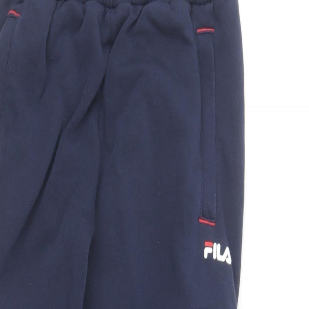 FILA Boys Blue Cotton Jogger Trousers Size 7-8 Years Regular Drawstring