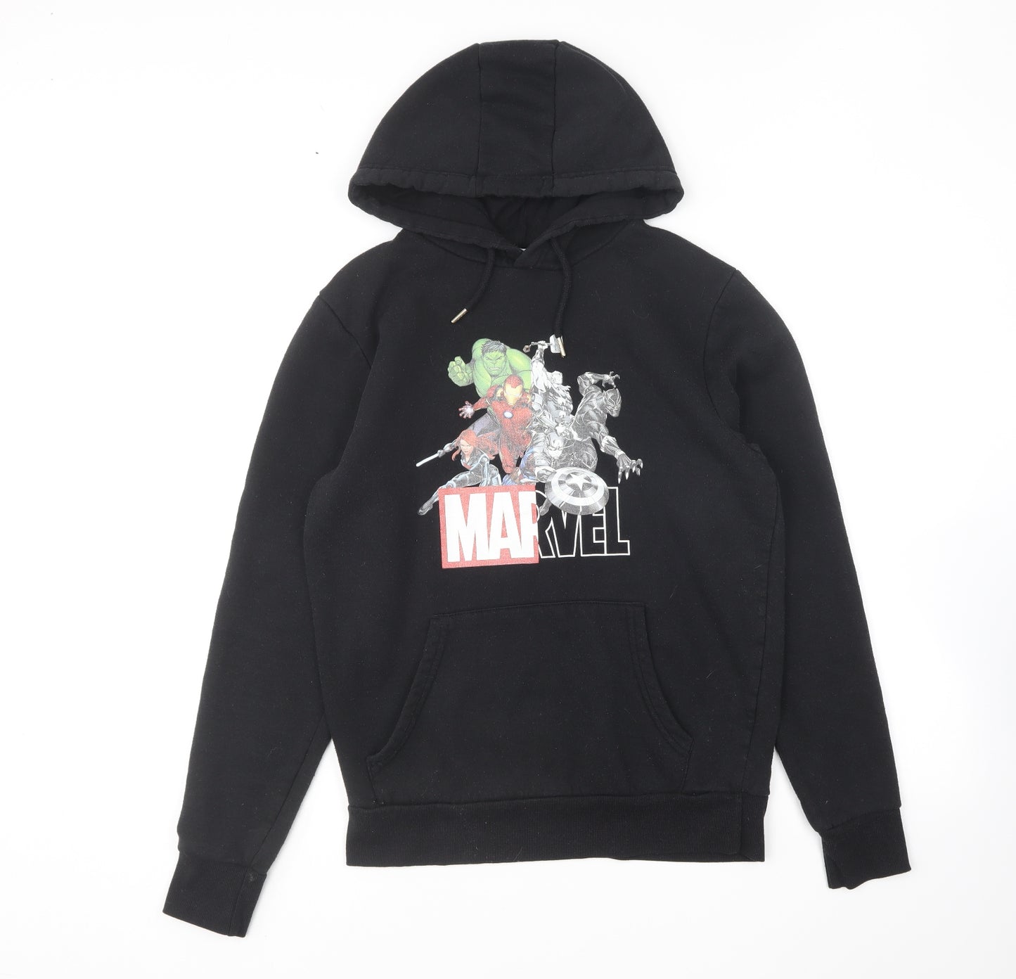 Primark Mens Black Polyester Pullover Hoodie Size S - Marvel